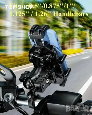 Мотоциклетен държач за мобилен телефон BRCOVAN с Qi-15 W безжично зарядно устройство, снимка 3 - Аксесоари и консумативи - 48735661