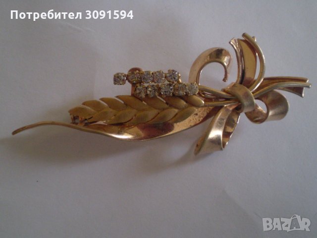 Красива старинна позлатена брошка, снимка 5 - Антикварни и старинни предмети - 35081969