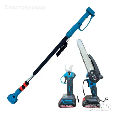 Промо 3в1 комплект WerkBull Акумулаторна Лозарска ножица с дисплей и Мини Трион с автоматично омасля