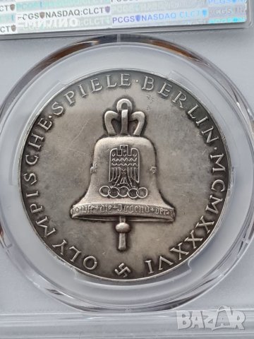 RARE. GERMANY THRID REICH OLYMPICS BERLIN 1936 PSGS SP55 SILVER MATTE, снимка 3 - Нумизматика и бонистика - 37411172