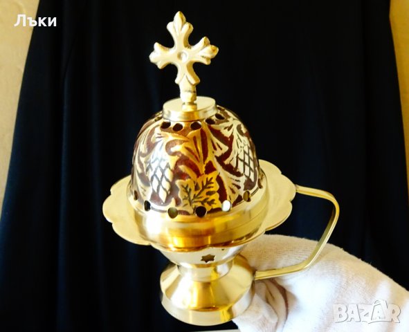 Бронзово кадило,кандило,цветен клетъчен емайл. 