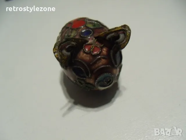№ 7722 стара малка месингова фигурка  - с цветни орнаменти  - размер - 5 / 3,5 / 3,5 см , снимка 7 - Други ценни предмети - 47565726