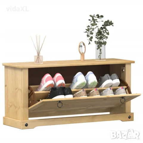 vidaXL Шкаф за обувки "Corona" 99x32x47 см бор масив, снимка 2 - Шкафове - 56147439