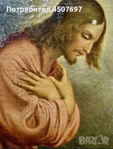 стара Картина на Исус , снимка 2 - Антикварни и старинни предмети - 53089051