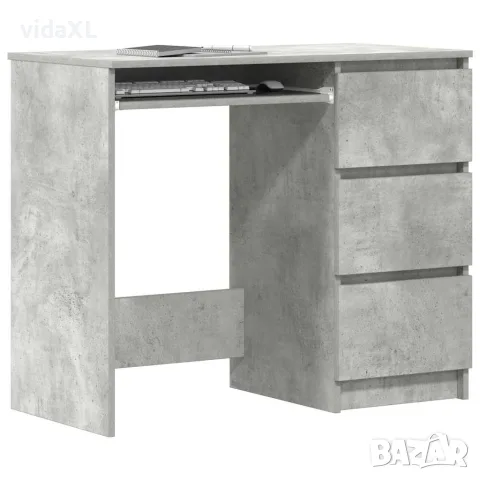 vidaXL Бюро, бетонно сиво, 90x45x76 см, инженерно дърво, снимка 4 - Бюра - 56147764