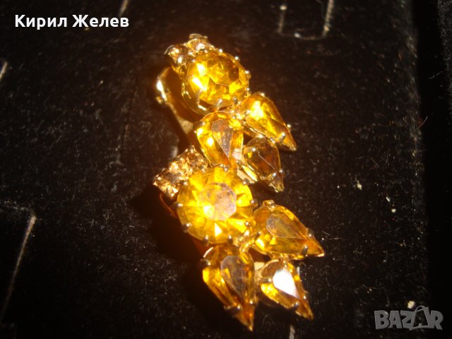 АРТ ДЕКО СТАРИННИ ОБЕЦИ с ФАСЕТИРАНИ ГОЛЕМИ ЦИТРИНИ КЛИПС ОБЕЦИ ПОЗЛАТЕНИ 17598, снимка 3 - Антикварни и старинни предмети - 31263238