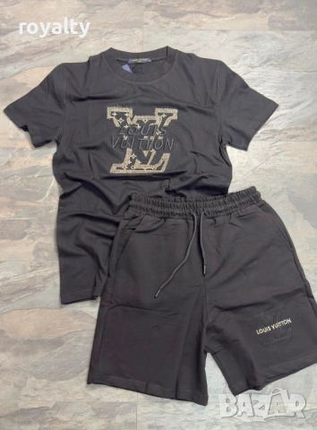 Louis Vuitton Нов Летен Къс Черен Мъжки Екип Луи Витон 