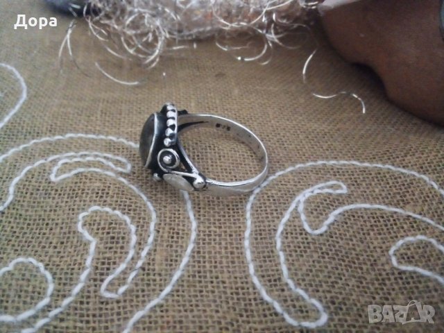 Старинен сребърен с кехлибар пръстен, снимка 4 - Пръстени - 25959004