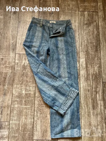 Нови елегантни светло сини дънкови дънкени панталони висока талия  дънки Miu Miu , снимка 5 - Панталони - 49934999