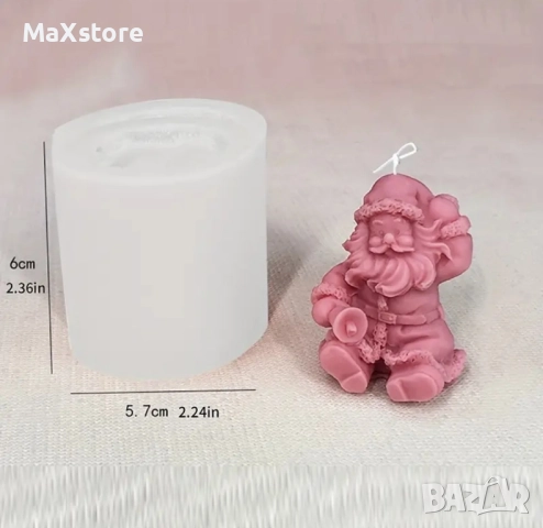 3D Седнал дядо Коледа Силиконов молд форма за свещи гипс сапун смола фондан за декорация на торта , снимка 4 - Форми - 52005595