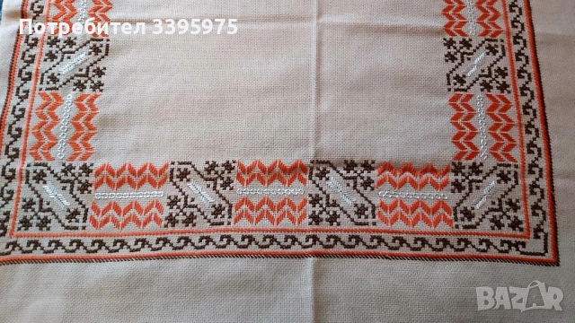 Винтидж ръчно бродирана покривка за маса (България, 60-те г), снимка 3 - Декорация за дома - 51741217