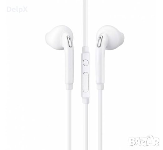 Слушалки тапи с микрофон S6/S7 бели стерео 115db, снимка 1