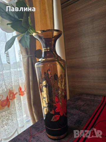 Голяма стъклена ваза, снимка 3 - Вази - 51946557