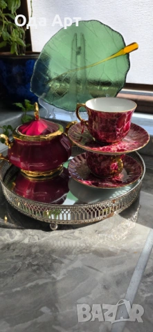  Винтидж, сет за чай или кафе, 1956 г Bavaria Bareuther , снимка 11 - Чаши - 49625346