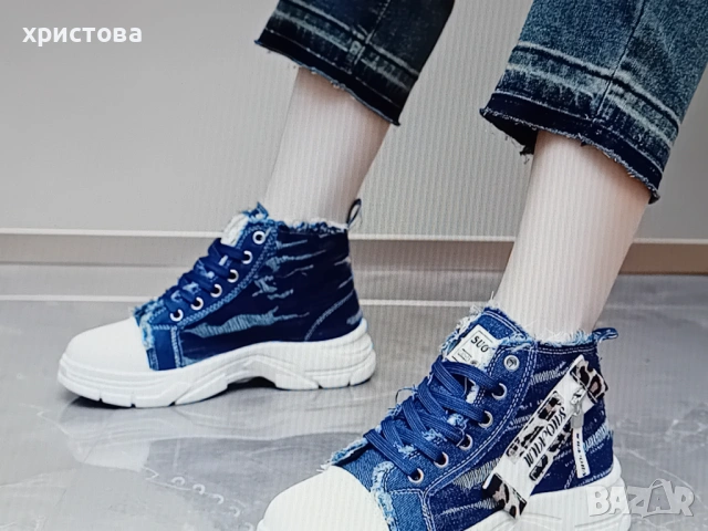 Дам.дънкови кецове, снимка 5 - Кецове - 54231359