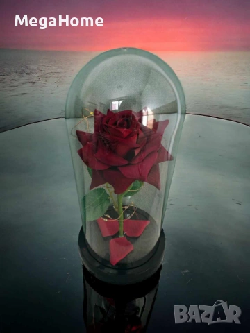 Красива Вечна роза в стъкленица + Led светлина, снимка 5 - Изкуствени цветя - 53332865