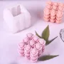 3D Кубче куб 3 реда рози розички силиконов молд форма фондан гипс свещ шоколад, снимка 1