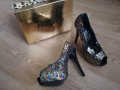 НОВИ Festissimo луксозни обувки със златни пайети на висок ток, Размер 39, снимка 9