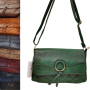 Стилна дамска чанта от еко к. с декорация от метален ринг, клъч закопчаване - различни цветове