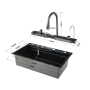  Черен мрамор - Мултифункционална кухненска мивка с двоен водопад , снимка 14