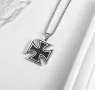 Рицар Тамплиер Колие Малтийски Кръст Stainless Iron Cross Pendant Necklace Knights Templar Commander, снимка 6