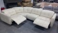 ПРОМОЦИЯ!!!Кремав кожен ъглов диван "Marmount" с електрически релакс механизъм, снимка 2