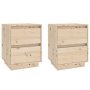 vidaXL Нощни шкафчета, 2 бр, 40x35x50 см, борово дърво масив（SKU:813316