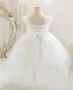 Официална бяла рокля за бебета и деца с апликация пеперуди, снимка 2