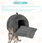 2в1 котешка къща Cat Cave Cat Bed Fluffy Cuddly Cave with Cushion Перяща се котешка къща Вътрешна сг, снимка 4