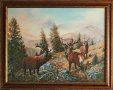 Благородни елени в Рила планина, есен, картина с рамка, снимка 1 - Картини - 30578909