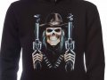 Нов детски суичър с дигитален печат Череп с пистолети, снимка 3