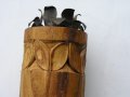 Свещник винтидж от дърворезба и мет, снимка 5