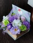 ☘️💜Ново💜☘️Кутия книга със сапунени цветя в лилаво,зелено и бяло, снимка 2