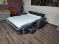 Сив кожен диван тройка с функция сън, снимка 7