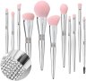 Комплект Четки за Грим с Кристали Сребърни дръжки, снимка 2