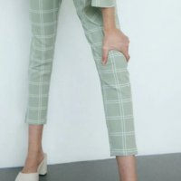 Бледозелен кариран панталон, снимка 4 - Панталони - 37881677
