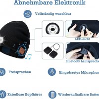 зимна плетена, музикална шапка с Bluetooth, Hands Free, фенер, 5 Led, универсална, снимка 4 - Шапки - 39339192