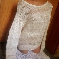 Н&М Кремаво бяла блуза на дупки изкуствена плетка Л, снимка 2 - Блузи с дълъг ръкав и пуловери - 34279013
