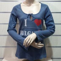 Нова дамска блуза с дълъг ръкав и трансферен печат I Love Bulgaria (Аз Обичам България), снимка 1 - Блузи с дълъг ръкав и пуловери - 29608607