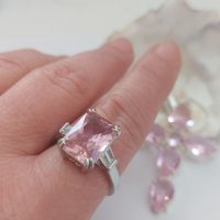 Сет, огромен кръст и пръстен с розови циркони, нов!, снимка 5 - Бижутерийни комплекти - 40233638