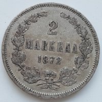 Монета Финландия 2 Марки 1872 г. Александър II  /5, снимка 1 - Нумизматика и бонистика - 37860245