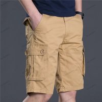 Мъжки къси свободни прави ежедневни панталони с много джобове, 4цвята - 023, снимка 4 - Къси панталони - 40852563