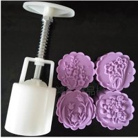 4 лунни сладки цветя китки клонка пластмасови форми с бутало за релефни сладки тесто фондан