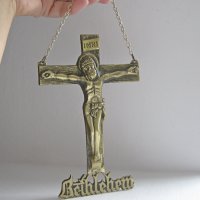Разпятие Исус Кръст пано религия месинг бронз метал , снимка 2 - Пана - 29576685
