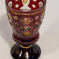 кристална чаша бокал Bohemia рубинен кристал с позлата , снимка 1 - Антикварни и старинни предмети - 42265706