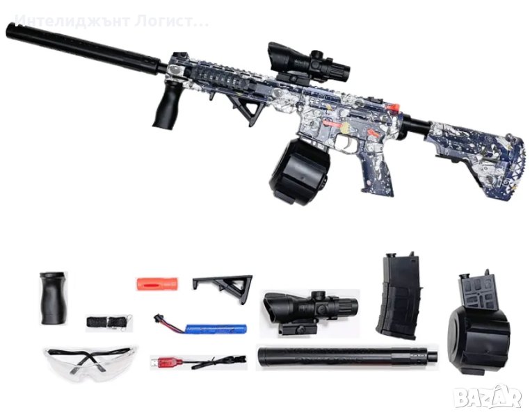 М16 Гел бластер, ръчен и автоматичен режим, два пълнителя, снимка 1