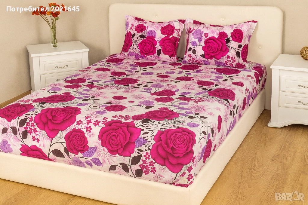 чаршаф с ластик и 2 калъфки за приста , снимка 1