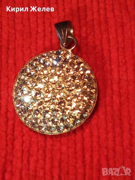 ИЗИСКАН СРЕБЪРЕН МЕДАЛЬОН СРЕБРО 925 с БЯЛ ЕМАЙЛ и КРИСТАЛЧЕТА 36407, снимка 1