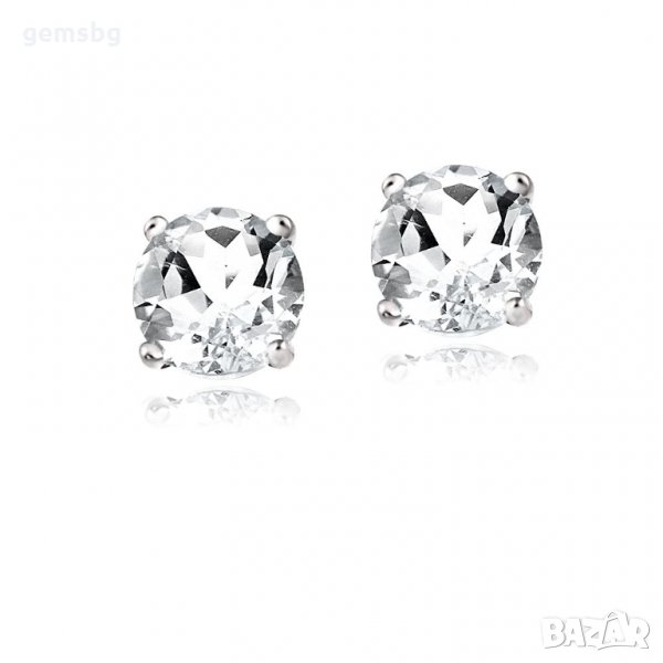 Обеци с бял топаз, снимка 1