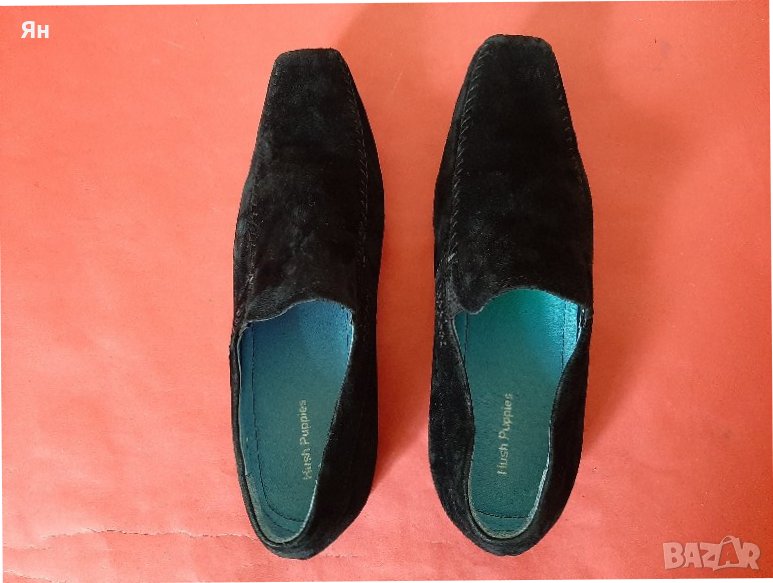 Английски Черни Мокасини от Велур 'Hush Puppies'-No:45 , снимка 1